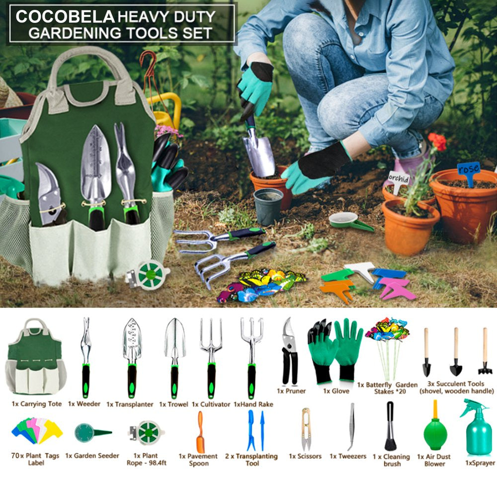 111Pcs Garden Tools Set Succulent Tools Set, Heavy Duty Aluminum Manual Garden Kit Outdoor Gardening Gifts Tools for Men Women