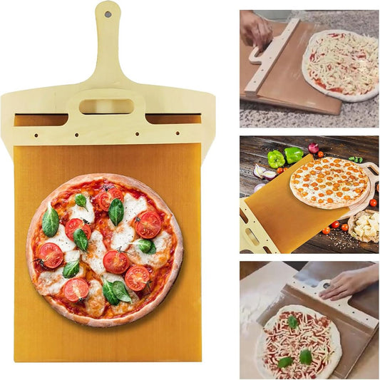 Sliding Pizza Peel,Non-Stick Pizza Peel Shovel,Pizza Spatula with Handle, Pizza Peel That Transfers Pizza Perfectly,Pizza Paddle for Indoor & Outdoor Ovens