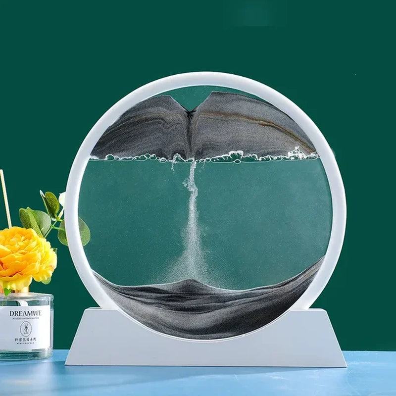 3D Moving Sand Art Picture Quicksand Craft round Glass Deep Sea Sandscape Hourglass Flowing Sand Painting Luxury Home Decor Gift